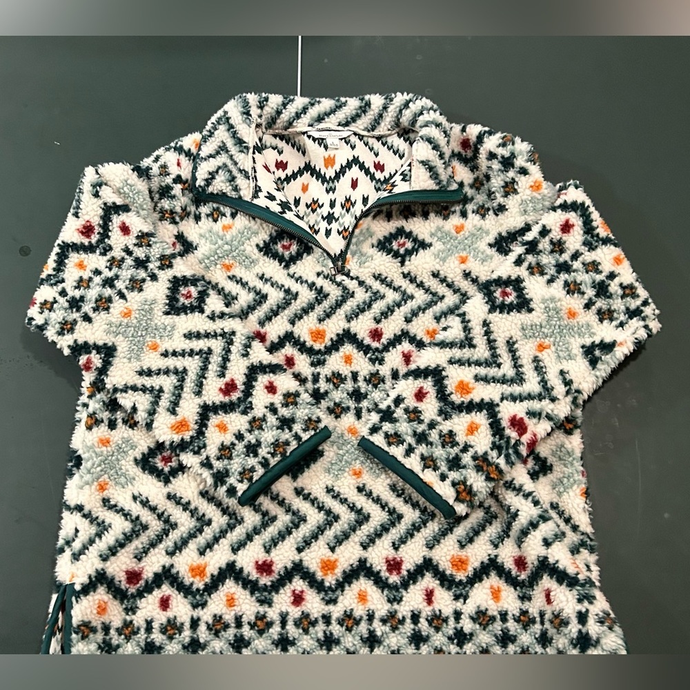 LL Bean Patterned Fleece Pullover | Size L